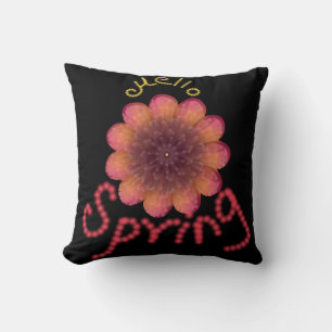 Hej Vår - Texturerad Rosa & Orange Blomsterkonst Kudde