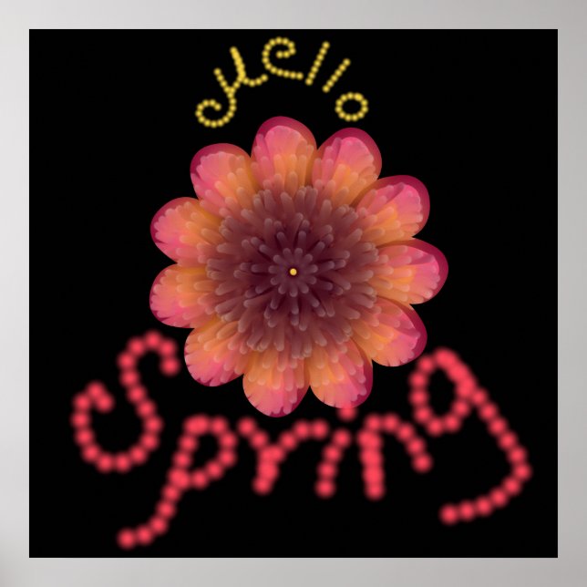 Hej Vår - Texturerad Rosa & Orange Blomstermönster Poster (Framsidan)