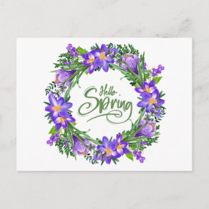 Hej vår vacker blomsterkrans vykort