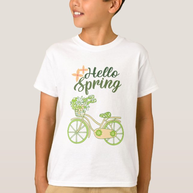 Hej vår vintage cykel illustration  t shirt (Framsida)
