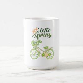 Hej vår vintage cykelillustration kaffemugg