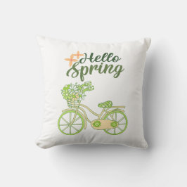 Hej vår vintage cykelillustration kudde