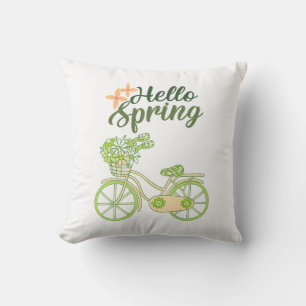 Hej vår vintage cykelillustration kudde