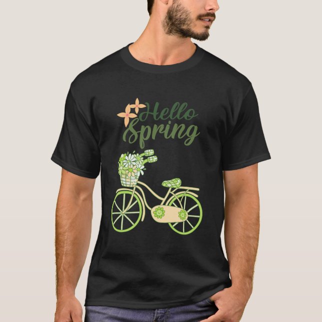 Hej vår vintage cykelillustration  t shirt (Framsida)