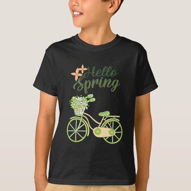 Hej vår vintage cykelillustration  t shirt (Framsida)