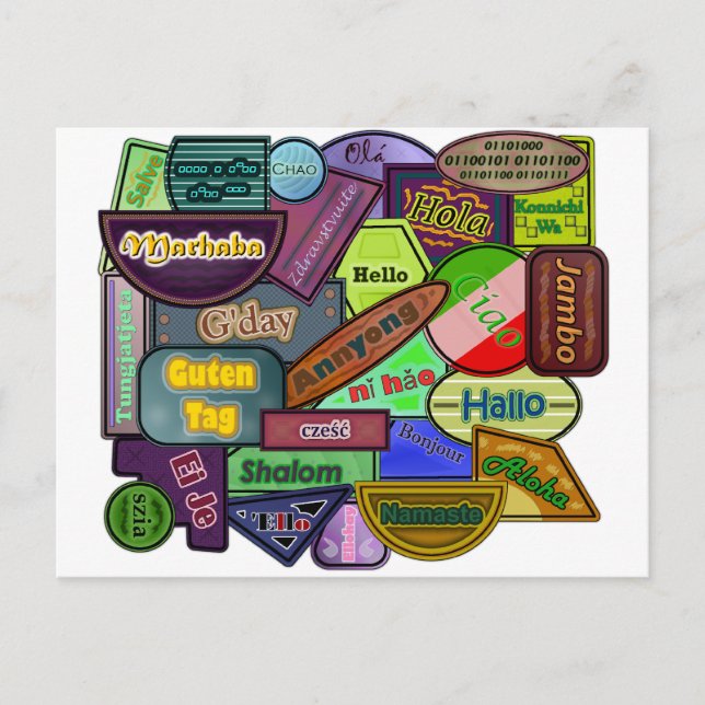 Hej! värld runt vykort (Framsida)