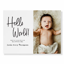 Hej Världen Baby Shower Välkomstskylt Modern Foto