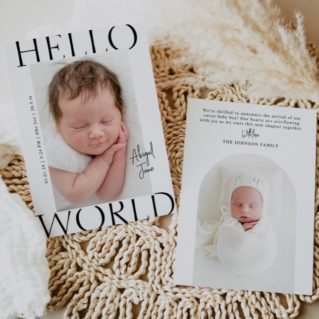 Hej världen | Modern minimalistisk baby födelsefot Meddelande (Skapare uppladdad)