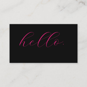 Hej varmt rosa fuchsia svart typografi manus visitkort