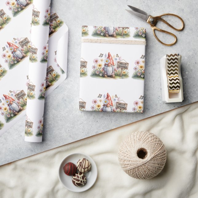 Hej vårträdgårdstomte: Söt tomte med flätor Presentpapper (Hantverk)
