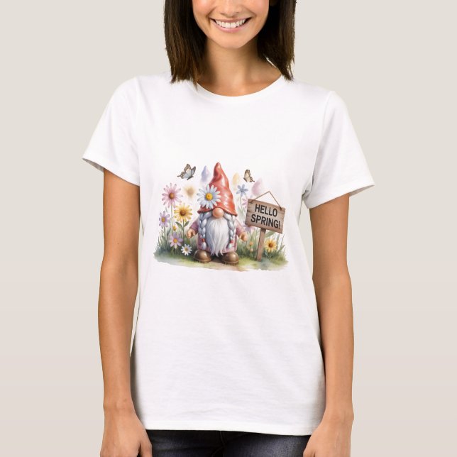 Hej vårträdgårdstomte: Söt tomte med flätor T Shirt (Framsida)