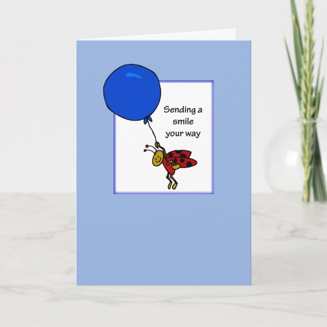 Hej vid College Whimsical Ladybug med Balloon Kort (Framsida)