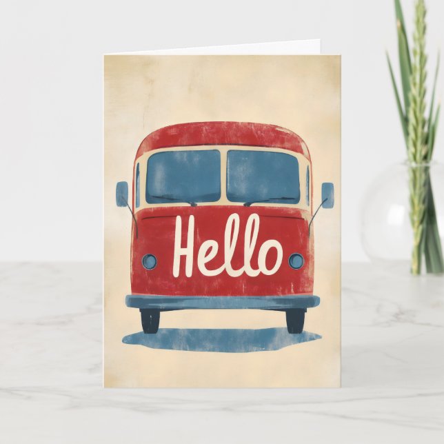 Hej Vintage Buss Helgkort (Framsida)