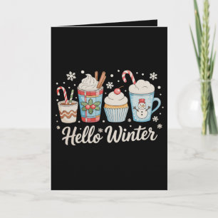 Hej Vinter Mysig Kaffe Snömannen Jul Xmas Kort