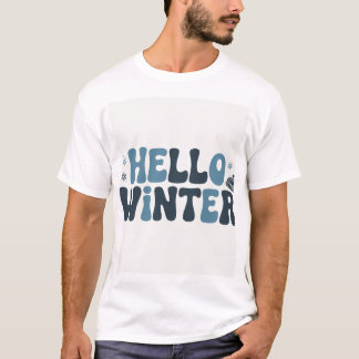 Hej Vinter Retro Groovy Estetisk Typografi Shi T Shirt
