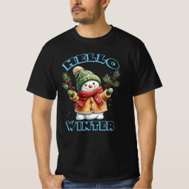 Hej Vinter Rolig Snöman T Shirt