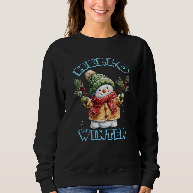 Hej Vinter Rolig Snöman T Shirt (Framsida)