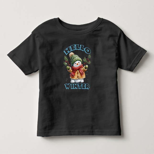 Hej Vinter Rolig Snöman T Shirt (Framsida)