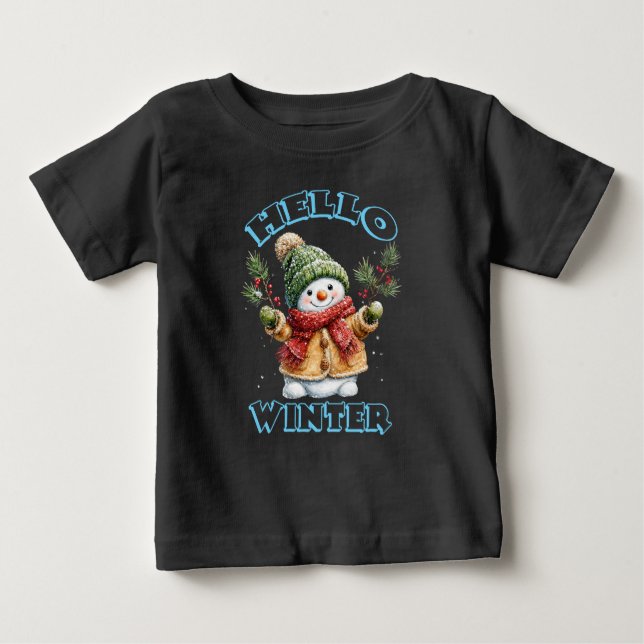 Hej Vinter Rolig Snöman T Shirt (Framsida)