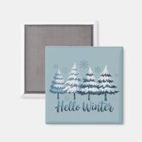 Hej Vinter Säsong Vibes Träd Snöflingor Xmas