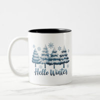 Hej Vinter Säsong Vibes Träd Snöflingor Xmas