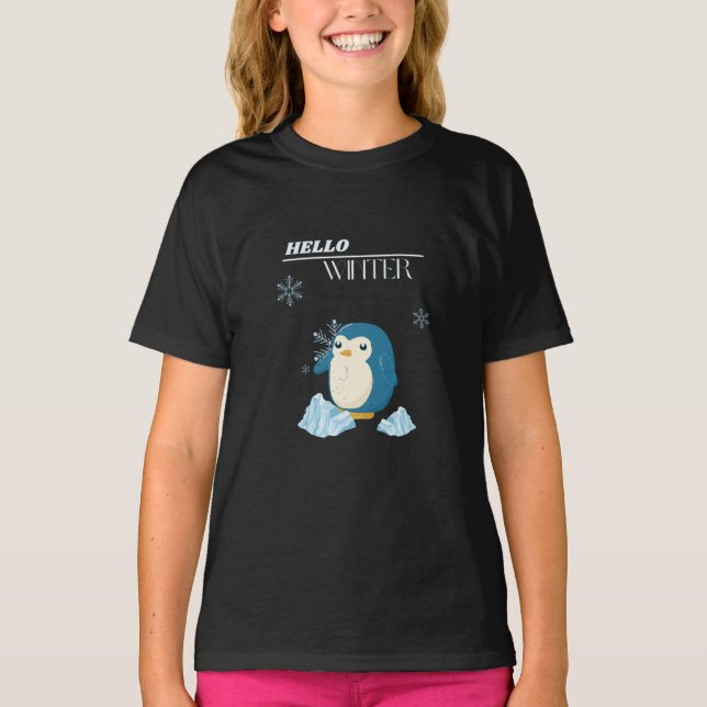 Hej Vinter Söt Pingvin för vinterälskare T Shirt (Framsida)
