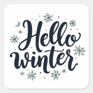 Hej Vinterjul Snowflake Winter Season Fyrkantigt Klistermärke