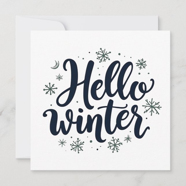 Hej Vinterjul Snowflake Winter Season Inbjudningar (Framsida)