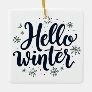 Hej Vinterjul Snowflake Winter Season Julgransprydnad Keramik