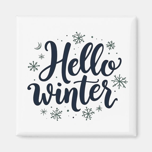 Hej Vinterjul Snowflake Winter Season Magnet (Framsidan)