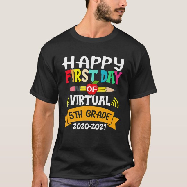 Hej Virtuell 5:e Klass Squad Funny School T Shirt (Framsida)