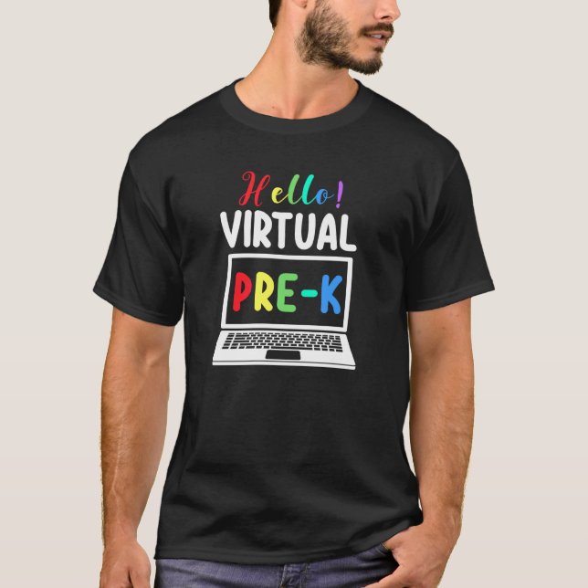 Hej Virtuell Back to school-tråd före K Preschool T Shirt (Framsida)