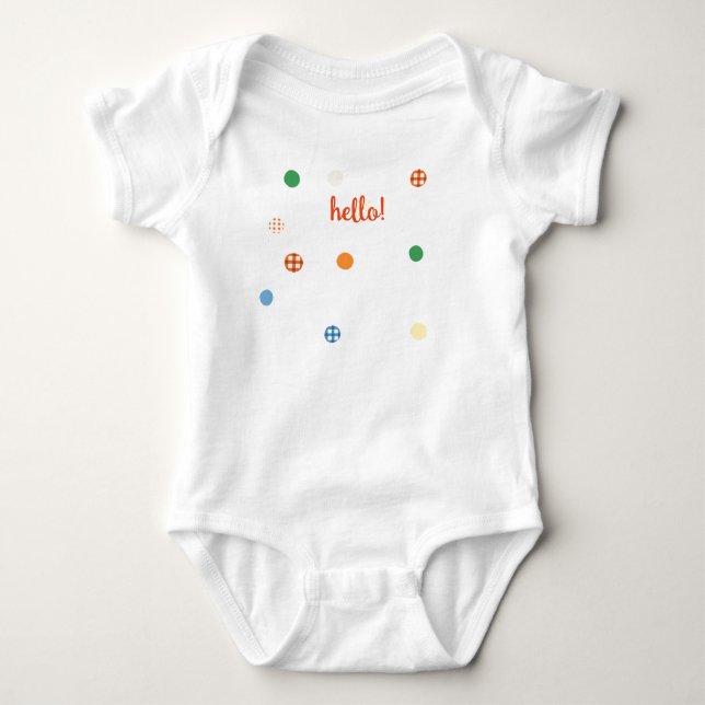 Hej! Vit med prickar kroppsoverall T Shirt (Framsida)