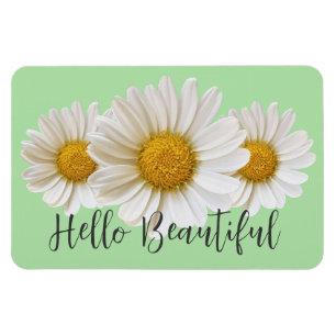 Hej Vita Daisy Sage Grönt Blommigt Magnet