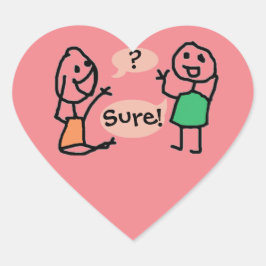 Hej Wanna Heart Sticker by RoseWrites Hjärtformat Klistermärke