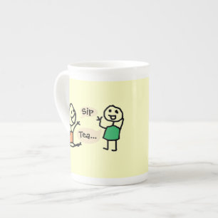 Hej Wanna Sip Tea Bone China Kopp by RoseWrites Benporslin Mugg