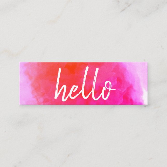 Hej Watercolor Vibrant Mini Visitkort (Framsida)