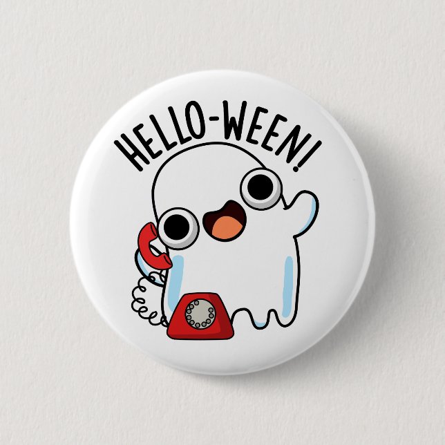 Hej-ween Funny Ghost Pun Knapp (Framsida)
