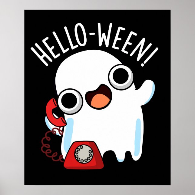 Hej-ween Funny Ghost Pun Mörk BG Poster (Framsidan)