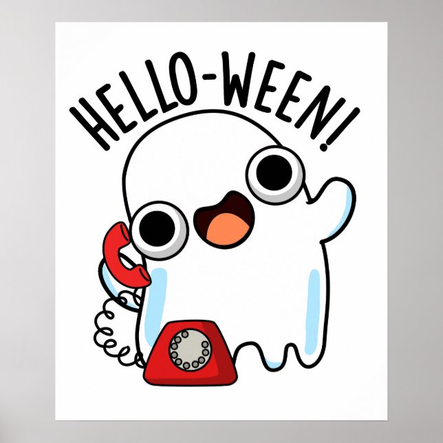 Hej-ween Funny Ghost Pun Poster (Framsidan)