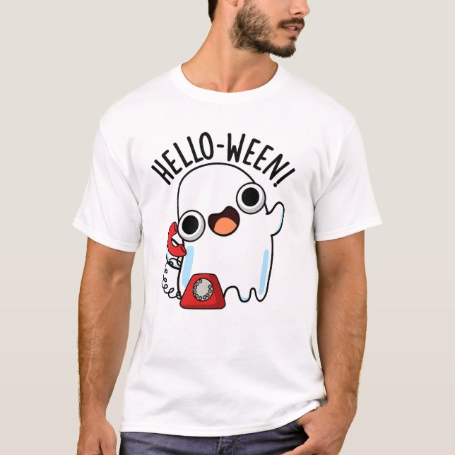 Hej-ween Funny Ghost Pun T Shirt (Framsida)