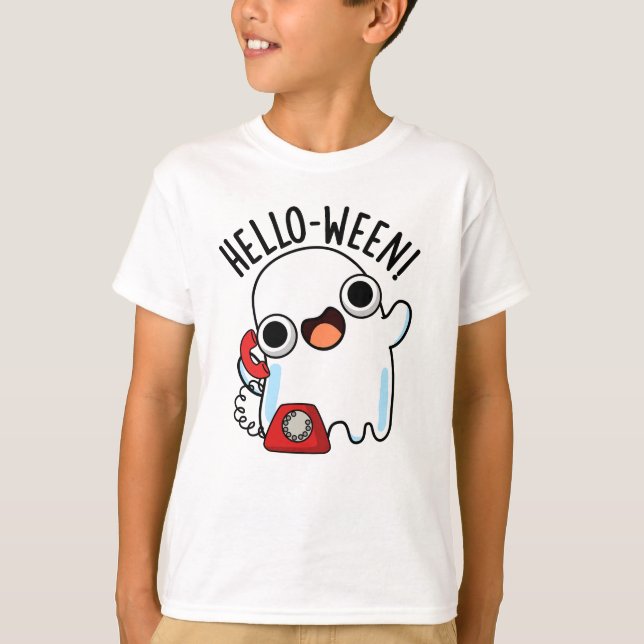 Hej-ween Funny Ghost Pun T Shirt (Framsida)