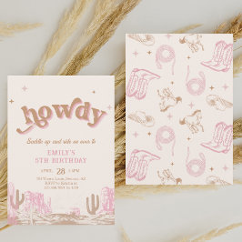 Hej! Western Rosa Cowgirl Birthday Inbjudningar