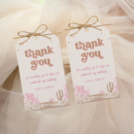 Hej! Western Rosa Cowgirl Birthday Presentetikett