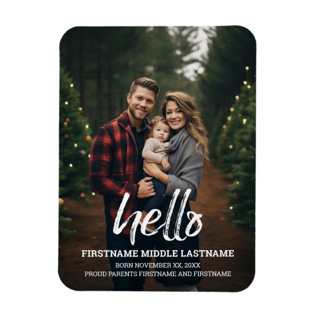 Hej Whimsical Baby Fotomeddelande Magnet (Vertikal)