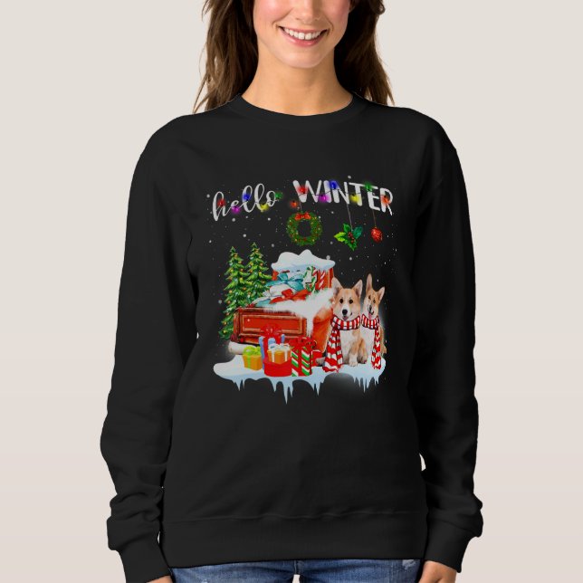 Hej Winter Cute Corgi Julgran Snö T Shirt (Framsida)