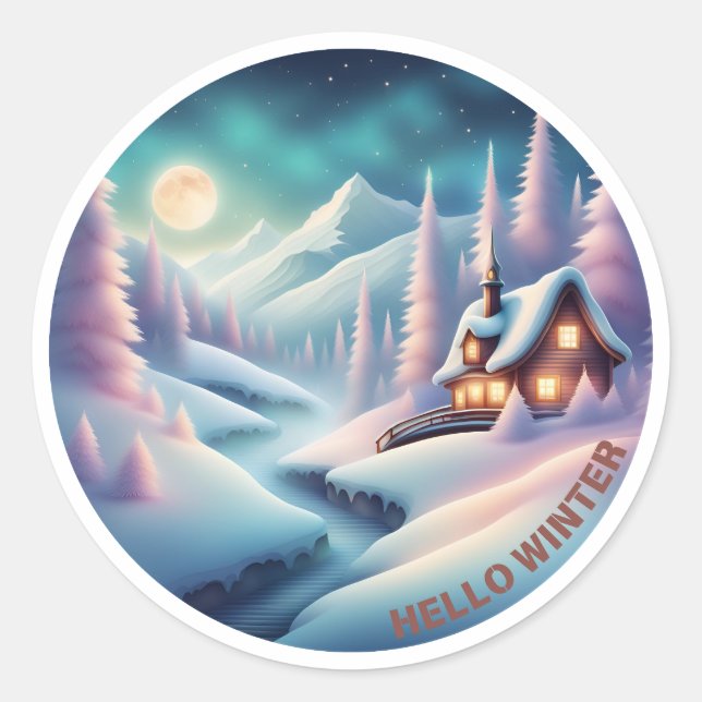 Hej Winter Runt Klistermärke (Framsida)