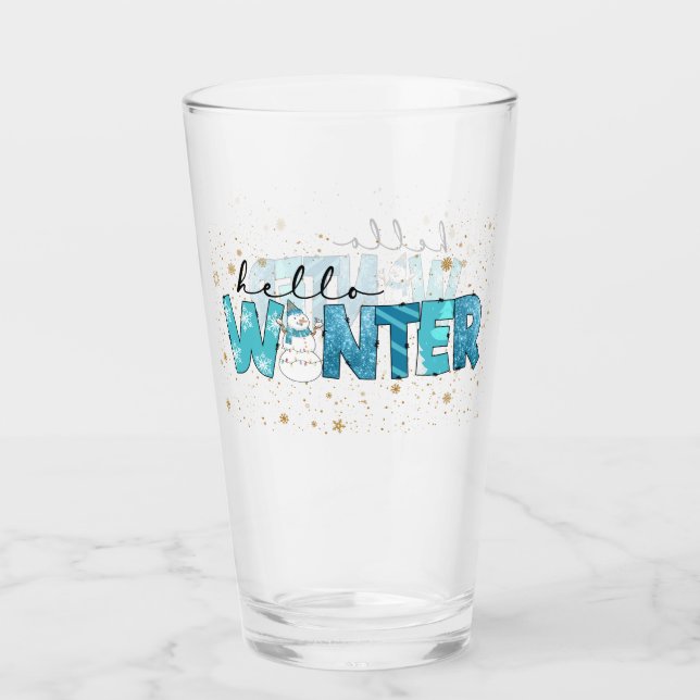Hej Winter Snögubbe Anpassa Glaskopp (Framsida)