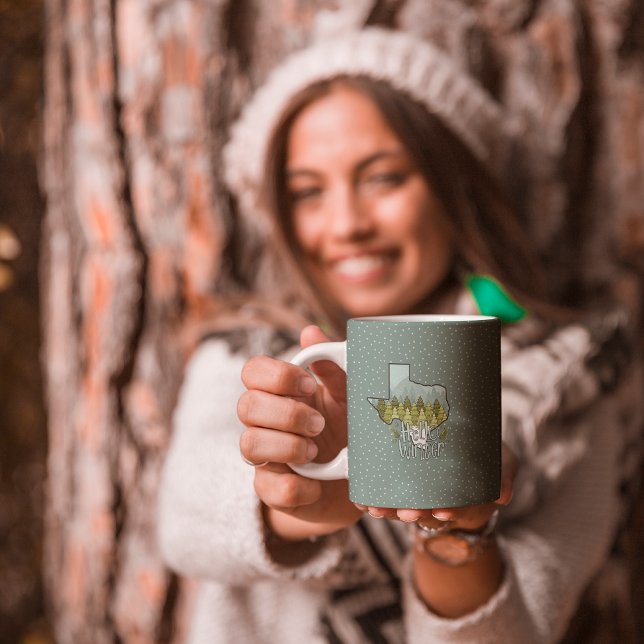 Hej Winter Texas Forest Snö Scene Kaffemugg (Skapare uppladdad)