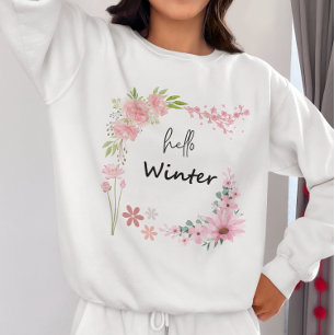 Hej Winter Wildblomma & Höst löv Sweatshirt T Shirt
